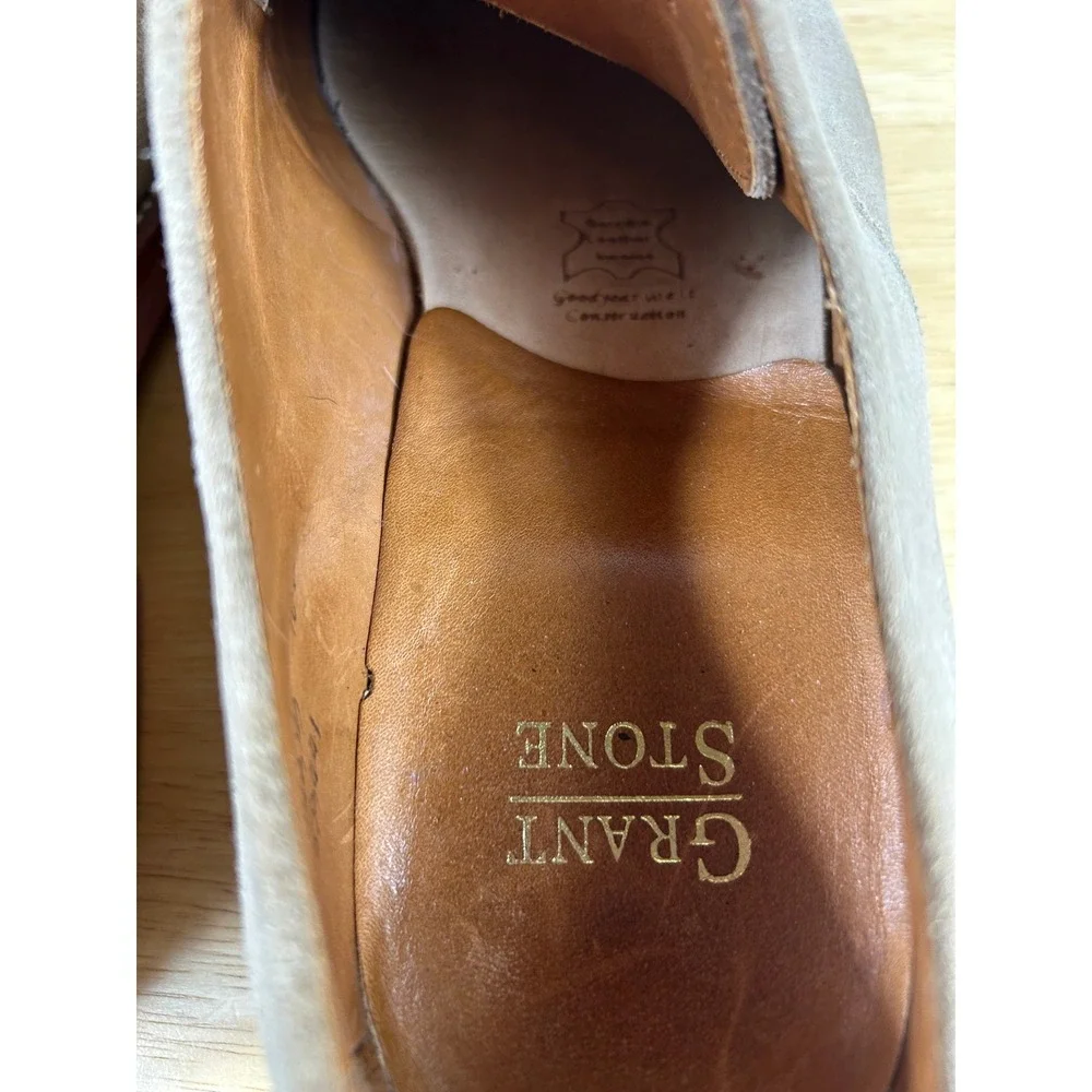 Grant Stone Derby Shoes Mens 10D Sand Suede Dirty Buck Goodyear Welt Brick Sole